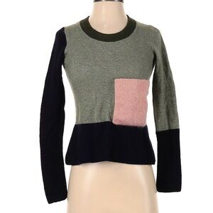 Cos Colorblock Mohair Pocket Green Jumper